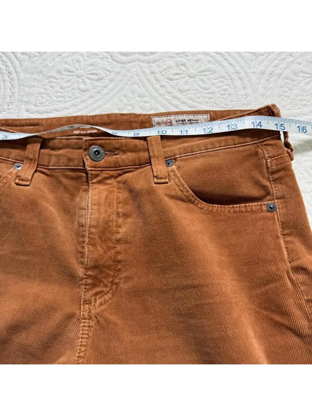 AG Adriano Goldschmied Mari HighRise Straight SZ 29R Brown Corduroy Luxury Pants